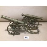 TWO LARGE BRASS CANONS 36CM LONG