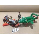 VINTAGE TOYS CHITTY CHITTY BANG BANG, THUNDERBIRDS T2 AND A LEAD SOLDIER