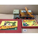 A WEST GERMAN REMOTE CONTROL LORRY BY GAMMA WITH VINTAGE PIECES OF MECCANO
