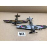 TWO DINKY TOYS METAL AIRCRAFTS HAWKER HURRICANE MKII WITH A SPITFIRE MKII