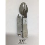 A GERMAN WW2 FIELD ISSUE UTENSIL SET WITH A HARRISON FISHER & CO LTD MILITARY PEN KNIFE