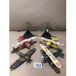 DINKY TOY SPITFIRE MKII WITH FIVE OTHER PLANES