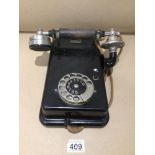 A CIRCA 1930 WALL TELEPHONE (SWEDISH) BD370 DAMAGE TO MOUTH PIECE