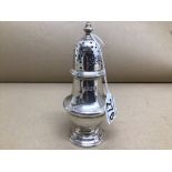 HEAVY HALLMARKED SILVER BALUSTER SHAPED SUGAR SIFTER 15CM 1962 154 GRAMS