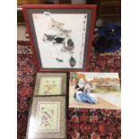 FOUR PICTURES WHICH TWO ARE ORIENTAL SILKS