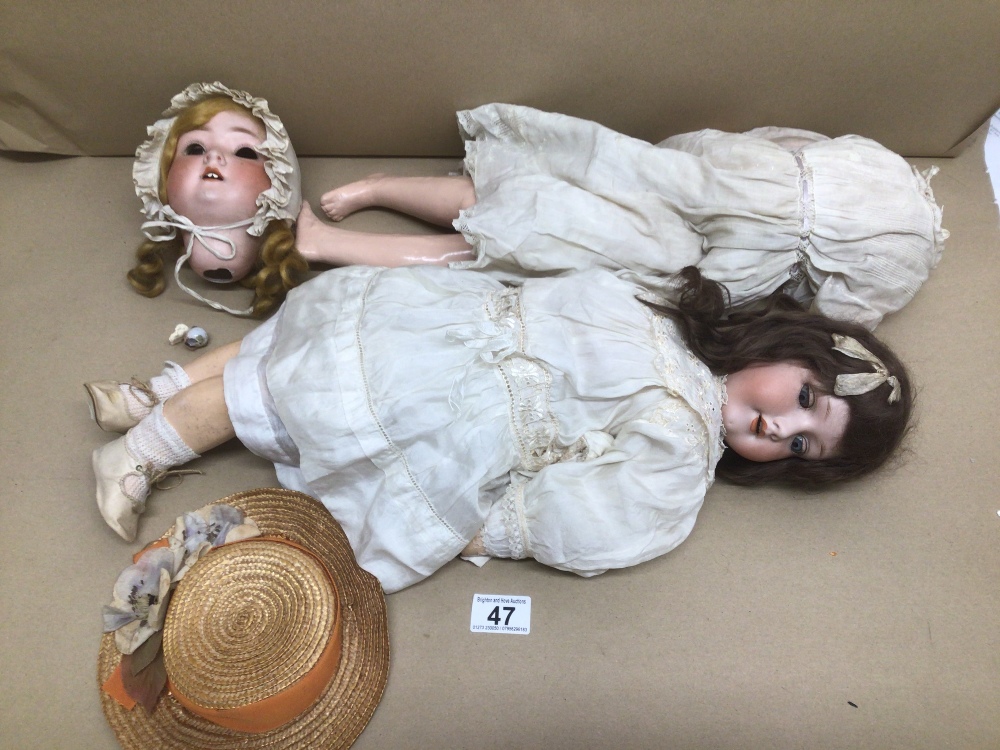 TWO VINTAGE GERMAN BISQUE DOLLS SCHOENAU AND HOFFMEISTER - 1909-6 AND ARMAND MARSEILLE 390 6 X 2M