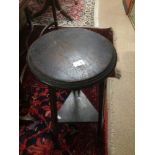 A METAL FRAMED ROUND TABLE 72 X 54CM