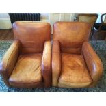 A PAIR OF TETRAD TOTNES ECO BROWN LEATHER ARMCHAIRS