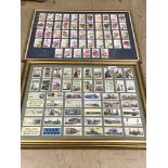 TWO FRAMED AND GLAZED COLLECTABLE CIGARETTE CARDS ONE THEME RAILWAY RELATED