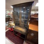 A VICTORIAN OAK DRESSER WITH UNDER DRAWER BARLEY TWIST PLINTH