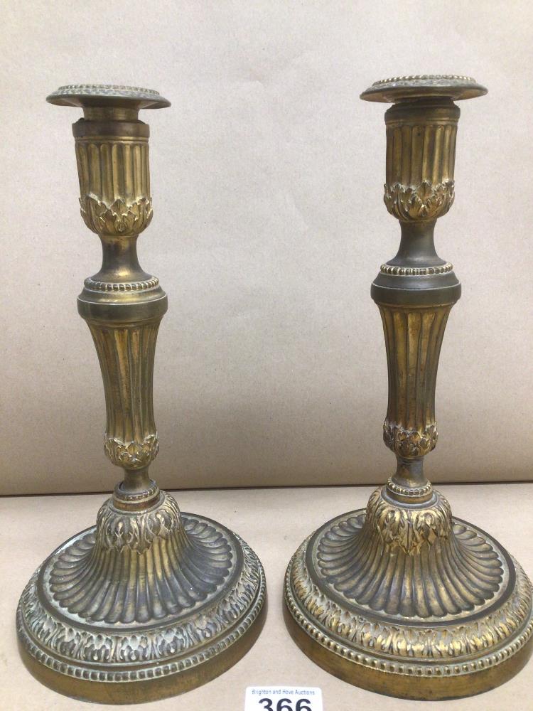 A PAIR OF BRONZE GILT LATE 19TH CENTURY CANDLESTICKS 30CM - Image 2 of 2