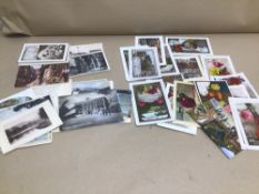 A QUANTITY OF EARLY POSTCARDS, INCLUDES FROM 1930'S MENU CARD