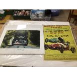 TWO VINTAGE MOTOR RELATED POSTERS 59 X 42CM + 50 X 60CM