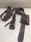 TWO LEATHER MILITARY BELTS