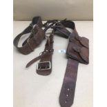 TWO LEATHER MILITARY BELTS