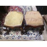 A PAIR OF VICTORIAN PERIOD MAHOGANY FOOT STOOLS