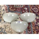 THREE VINTAGE, RETRO, GLASS WALL LIGHTSHADES 31CM