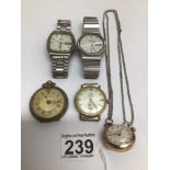 A QUANTITY OF WATCHES INCLUDES TWO SEIKO QUARTZ GENTS, ESPERANTO ORB, ROTARY, GENTS AND IVY POCKET