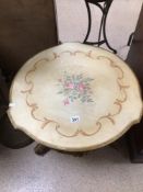 AN ORNATE CREAM PAINTED TOP OCCASIONAL TABLE 64 X 50CM