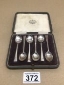 A CASED SET OF HALLMARKED SILVER COFFEE SPOONS BY WILLIAM HUTTON AND SONS 1923 ART DECO PERIOD