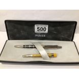 A SILVER PARKER 50TH ANNIVERSARY BALLPOINT PEN WITH SPARE BARREL, UK P&P £15