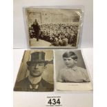 TWO EARLY PHOTOGRAPHS AND ONE POSTCARD OF PRINCE CHARLES, UK P&P £15