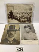 TWO EARLY PHOTOGRAPHS AND ONE POSTCARD OF PRINCE CHARLES, UK P&P £15