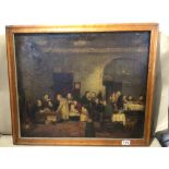 A FRAMED 19TH CENTURY OIL ON BOARD WELSH INTERIOR SCENE UNSIGNED 68 X 57CM A/F, UK P&P £20