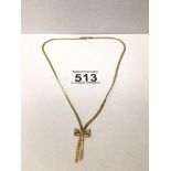 A 375 GOLD BOW NECKLACE 18INCH, 4GRAMS, UK P&P £15