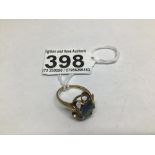 A 375 MARKED 9CT GOLD RING WITH OPAL SIZE L