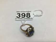 A 375 MARKED 9CT GOLD RING WITH OPAL SIZE L