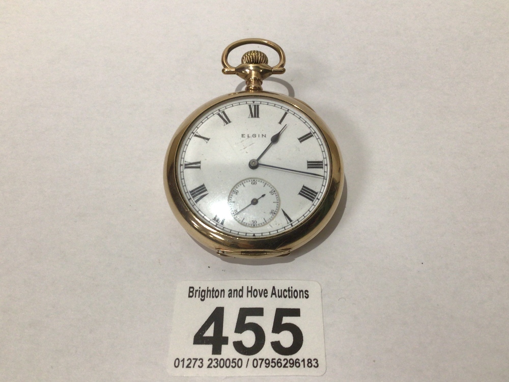 A GENTS ELGIN GOLD PLATED POCKET WATCH CASE 51MM EXCLUDING WINDER, UK P&P £15