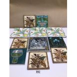 A QUANTITY OF VINTAGE TILES, ART NOUVEAU, AND MINTON INCLUDED, UK P&P £20