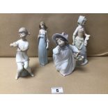 THREE LLADRO FIGURES-YOUNG GIRLS WITH A NAO FIGURE (6083, 315)