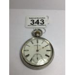 A FULL HUNTER HALLMARKED SILVER POCKET WATCH WITH ROMAN NUMERALS W/O TOTAL WEIGHT 108GRAMS WALTHAM