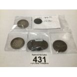 A QUANTITY OF USED OLD COINAGE, 1754 FARTHING, 1817 SILVER HALF CROWN, 1816 HALF CROWN AND MORE,