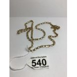 A 375 GOLD BELCHER NECKLACE 22INCH 17GRAMS, UK P&P £15