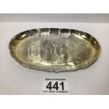 VICTORIAN SILVER GILT PIN TRAY, GILDING WORN, VISIBLE REPAIRS 72G HALLMARKED LONDON 1881 WILLIAM