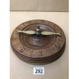 A VICTORIAN PERIOD WOOD AND BRASS PART GAME ON BUN FEET 25CM, UK P&P £15