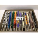 A SET OF TWELVE PARKER LIMITED EDITION PENS WITH VARIOUS PRINTED DESIGNS, UK P&P £15