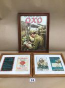 THREE FRAMED AND GLAZED REPRODUCTION WARTIME POSTERS INCLUDES OXO LARGEST 36 X 28CM