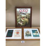 THREE FRAMED AND GLAZED REPRODUCTION WARTIME POSTERS INCLUDES OXO LARGEST 36 X 28CM