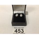 A PAIR OF HALLMARKED 9CT GOLD OPAL EAR STUDS, UK P&P £15