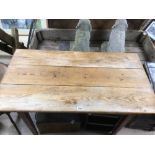 A VICTORIAN PINE SCRUB TOP TABLE 124 X 69 X 82CM