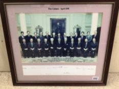 A SIGNED FRAMED AND GLAZED PHOTOGRAPH OF THE UK CABINET APRIL 1991 60 X 52CM