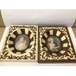 A PAIR OF HANDPAINTED PORTRAIT MINIATURES, APPROX 7CM EXCLUDING FRAMES, UK P&P £15