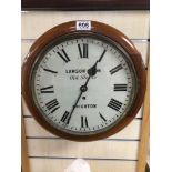 A VICTORIAN MAHOGANY WALL CLOCK SINGLE FUSEE (LAWSON AND SON OLD STEINE BRIGHTON) WITH PENDULUM