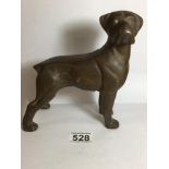 AN UNMARKED BRONZE DOG 19 X 16CM, UK P&P £15