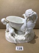 A 19TH CENTURY PIECE OF MINTON TWO CHILDREN WITH A SHELL A/F 19CM HIGH, UK P&P £15