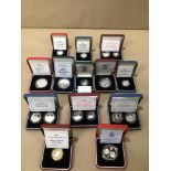 A COLLECTION OF UNITED KINGDOM SILVER PROOF 2 X 70TH BIRTHDAY SILVER PROOF, 17 SILVER COINS IN